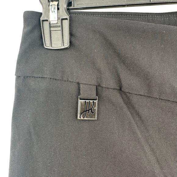 Joseph‎ Ribkoff Size 10 Pull On Pants Black Embroidered Cuffs Casual Comfortable - Picture 3 of 5